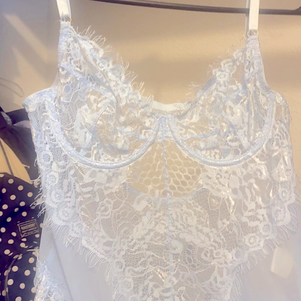Pastel blue lace body suit